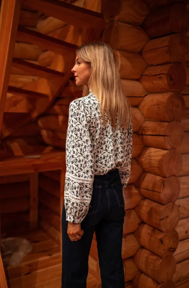 Women039s Clothing Blouses Easy Clothes Ecru And Blue Davin Blouse