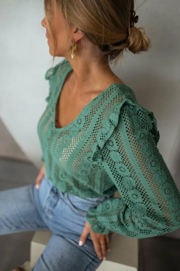 Women039s Clothing Blouses Easy Clothes Green Lace Mencia Blouse