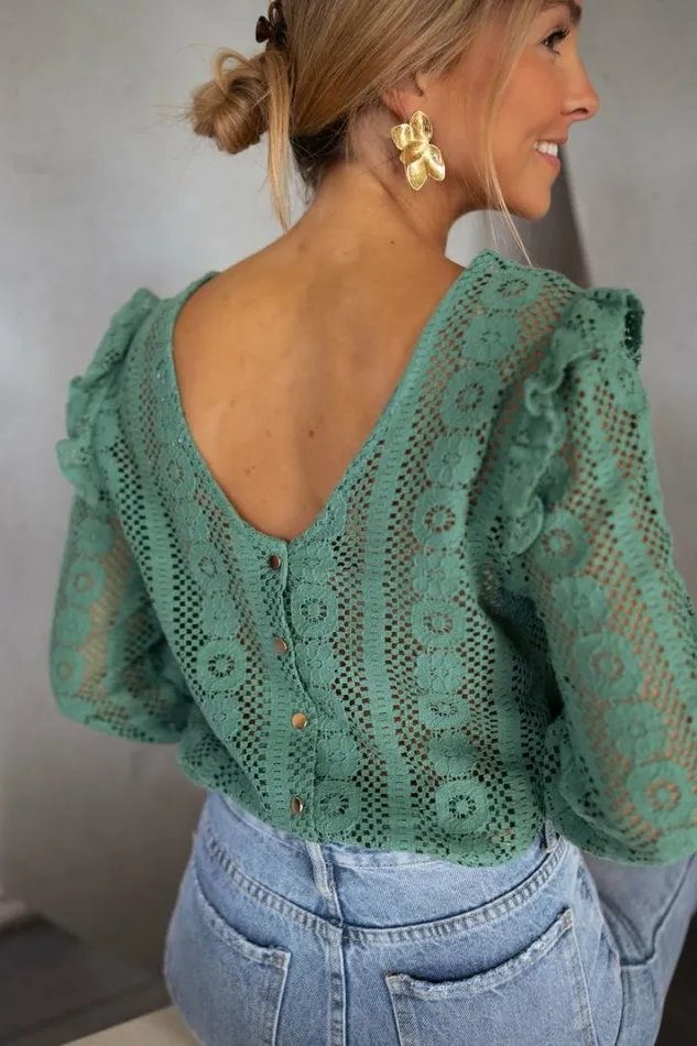 Women039s Clothing Blouses Easy Clothes Green Lace Mencia Blouse Women039s Clothing Blouses Easy Clothes Green Lace Mencia Blouse