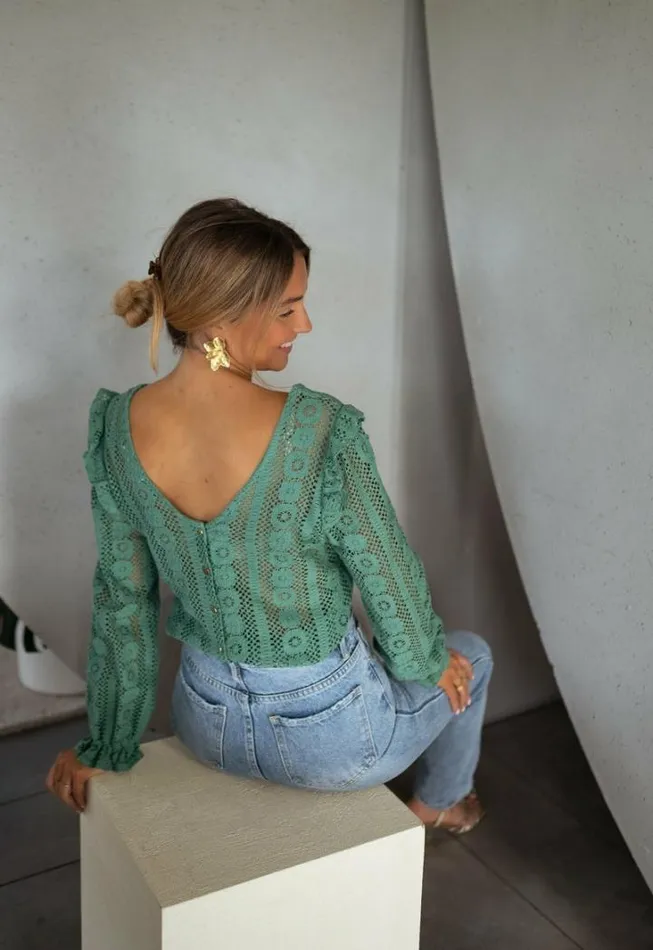 Women039s Clothing Blouses Easy Clothes Green Lace Mencia Blouse Women039s Clothing Blouses Easy Clothes Green Lace Mencia Blouse