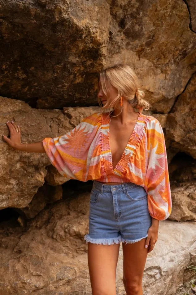 Women039s Clothing Blouses Easy Clothes Orange Patterned Charline Blouse