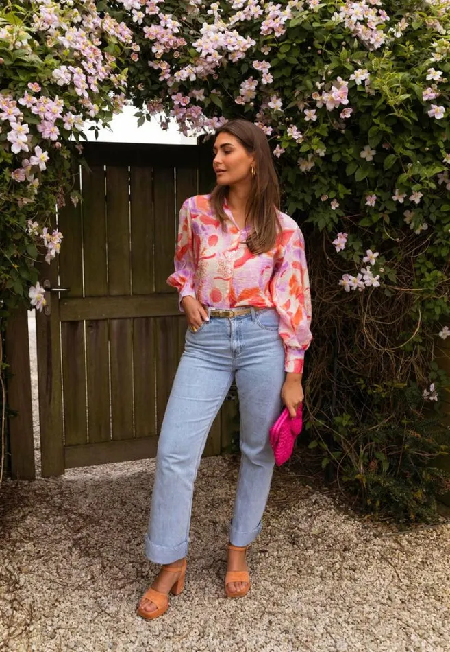Women039s Clothing Shirts Easy Clothes Pink And Orange Jayde Shirt Women039s Clothing Shirts Easy Clothes Pink And Orange Jayde Shirt