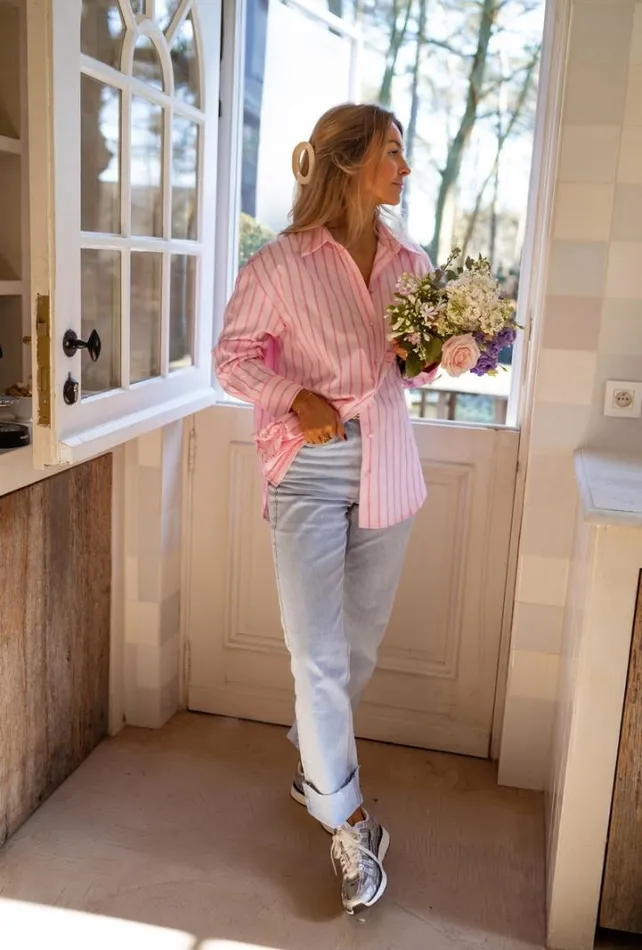 Women039s Clothing Shirts Easy Clothes Pink Striped Tora Shirt Women039s Clothing Shirts Easy Clothes Pink Striped Tora Shirt