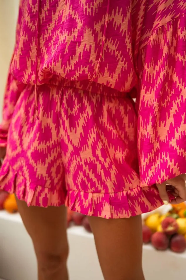 Women039s Clothing Shorts Easy Clothes Pink Patterned Denis Shorts