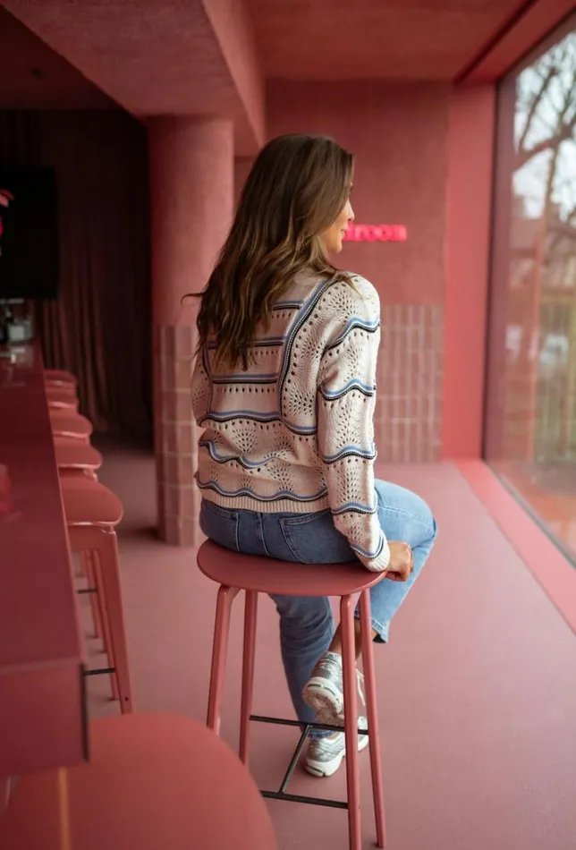 Women039s Clothing Sweaters Easy Clothes Ecru Striped Moha Sweater Women039s Clothing Sweaters Easy Clothes Ecru Striped Moha Sweater