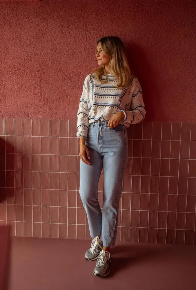 Women039s Clothing Sweaters Easy Clothes Ecru Striped Moha Sweater Women039s Clothing Sweaters Easy Clothes Ecru Striped Moha Sweater