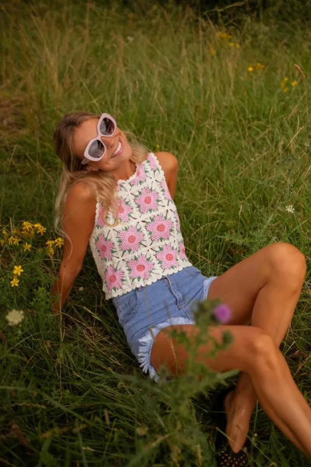 Women039s Clothing Tops Easy Clothes Ecru And Pink Alisha Top