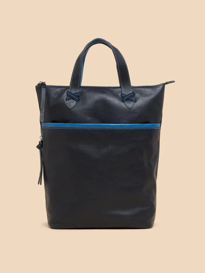 Women BAGS and PURSES White Stuff Leather Convertible Backpack Dark Navy