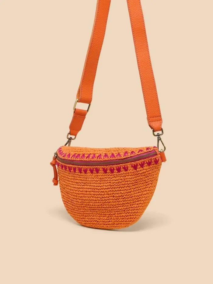 Women BAGS and PURSES White Stuff Sebby Mini Raffia Sling Bag Bright Orange