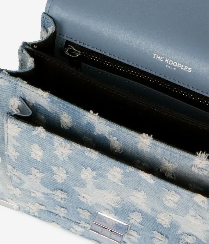 Women Bags THE KOOPLES Small Emily Blue Denim Bag With Stars Women Bags THE KOOPLES Small Emily Blue Denim Bag With Stars