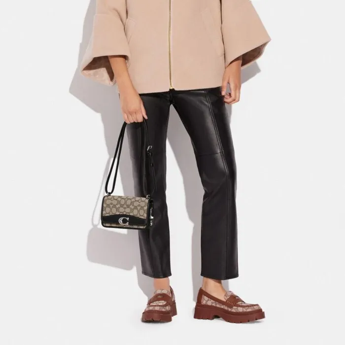 Women Bandit Crossbody In Signature Textile Jacquard Silvercocoa Black Coach Shoulder Bags and Hobos Women Bandit Crossbody In Signature Textile Jacquard Silvercocoa Black Coach Shoulder Bags and Hobos