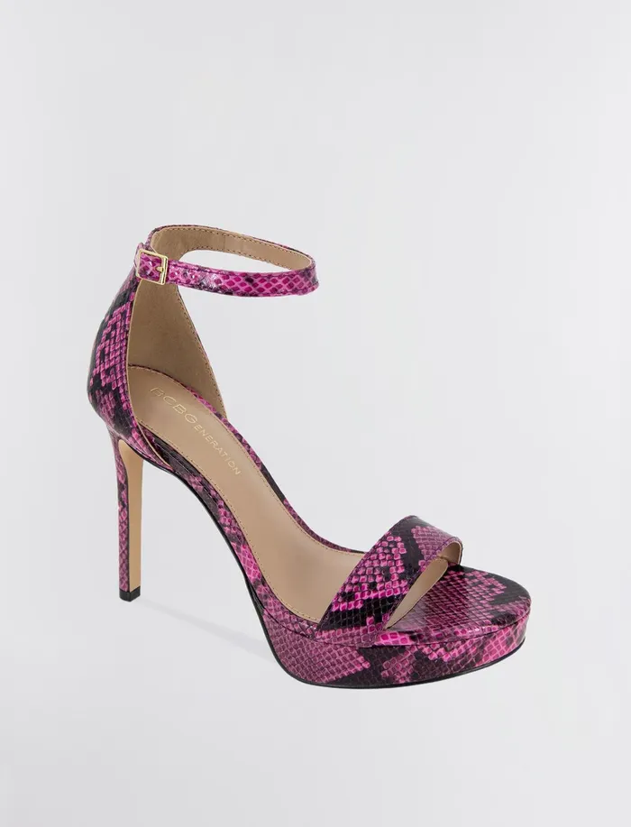 Women BCBGeneration BCBG Pink Snake Nallah Sandal Heel Viva Pink Snake