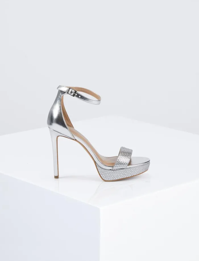 Women BCBGeneration BCBG Silver Nallah Sparkle Platform Heel Silver