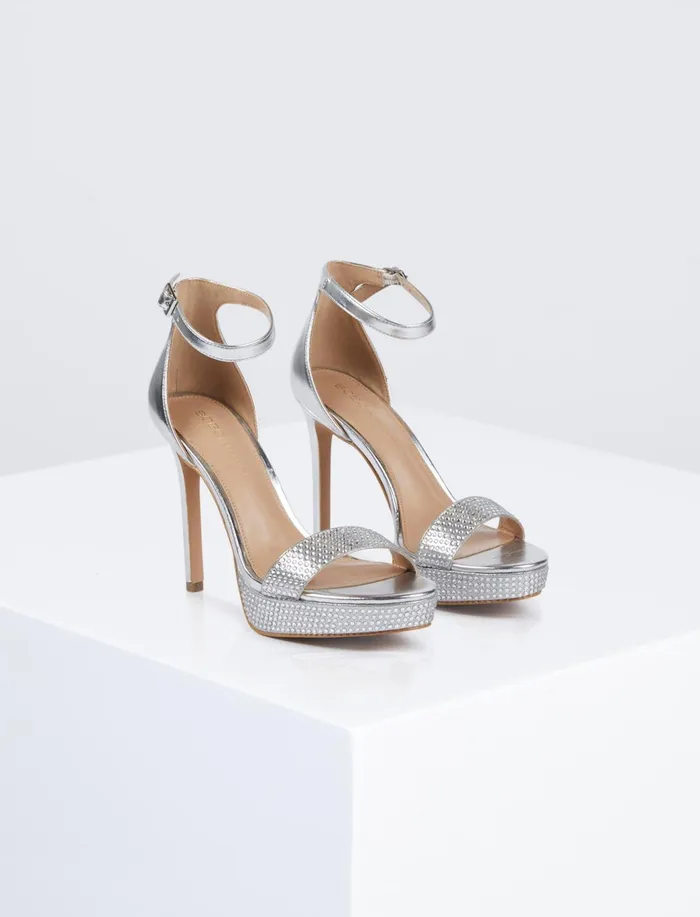 Women BCBGeneration BCBG Silver Nallah Sparkle Platform Heel Silver Women BCBGeneration BCBG Silver Nallah Sparkle Platform Heel Silver