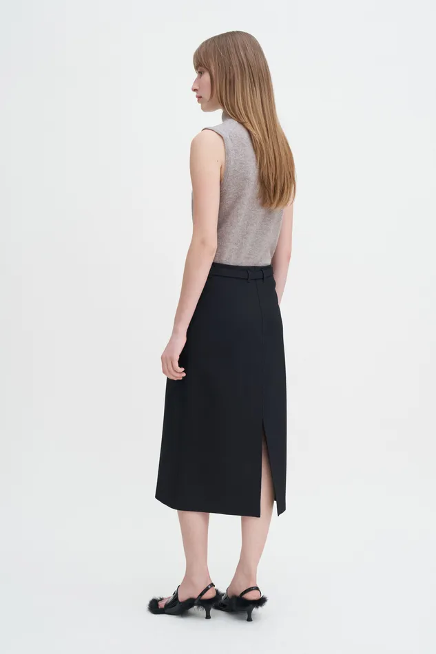 Women Belted Jersey Skirt Black Skirts filippak