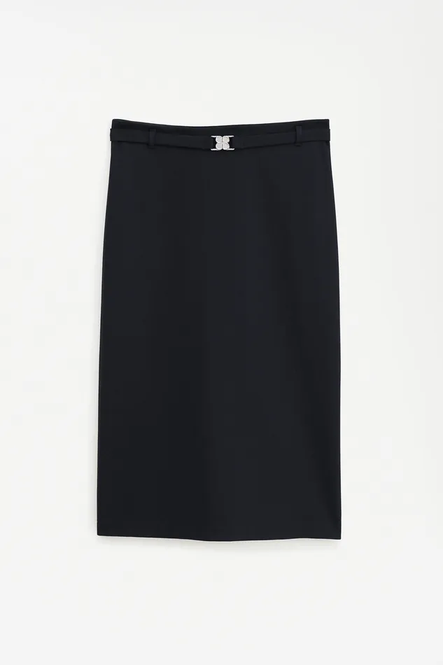 Women Belted Jersey Skirt Black Skirts filippak Women Belted Jersey Skirt Black Skirts filippak
