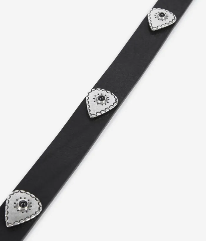 Women Belts THE KOOPLES Thin Black Leather Belt With Rivets Women Belts THE KOOPLES Thin Black Leather Belt With Rivets