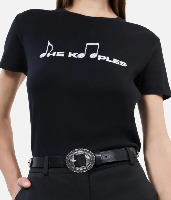 Women Belts THE KOOPLES Thin Black Leather Belt With Rivets Women Belts THE KOOPLES Thin Black Leather Belt With Rivets