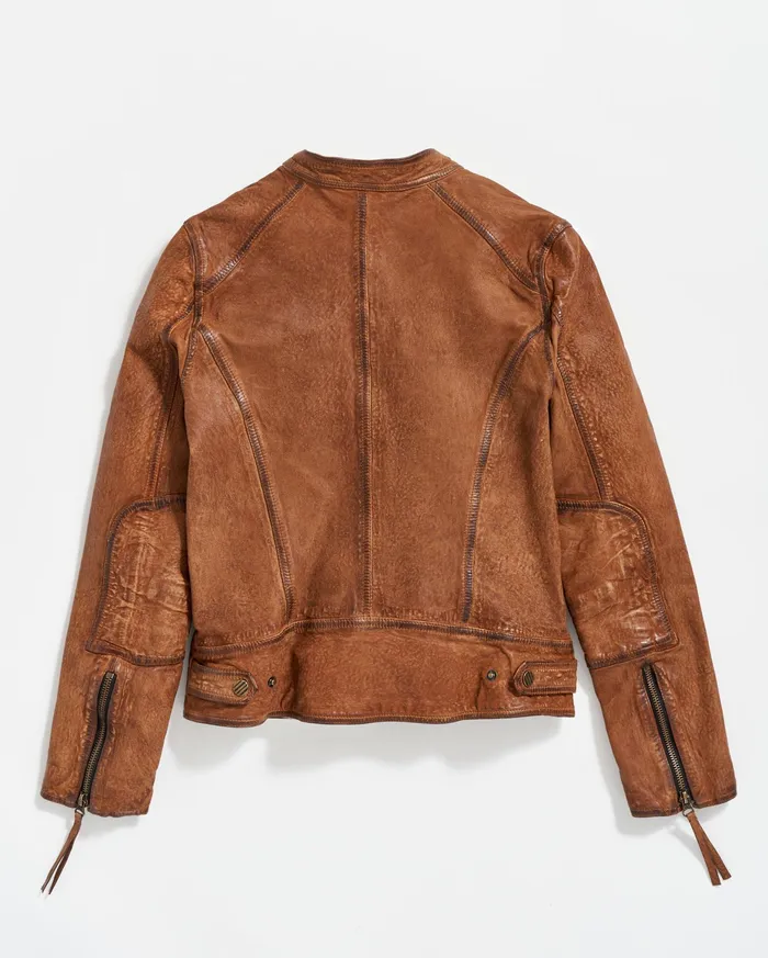 Women Biker Jacket Brown Billy Reid Jackets and Outerwear