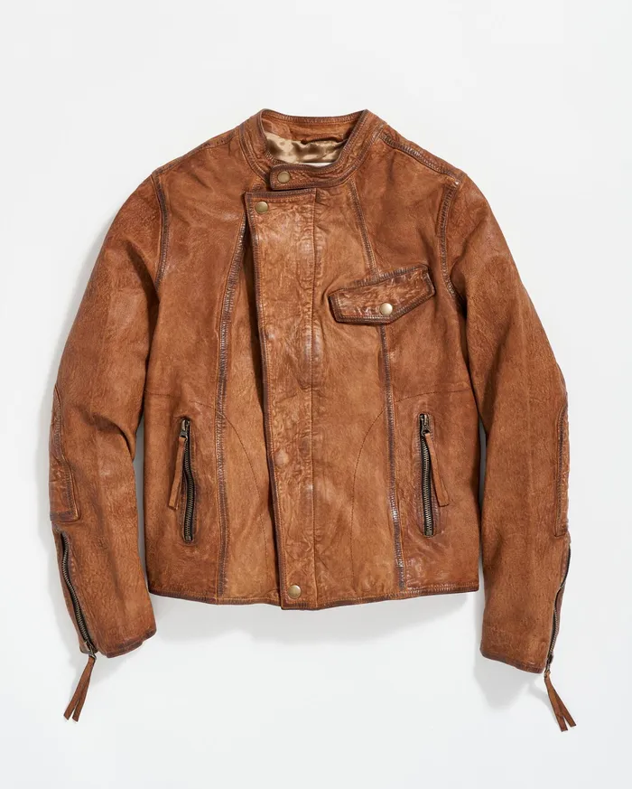Women Biker Jacket Brown Billy Reid Jackets and Outerwear