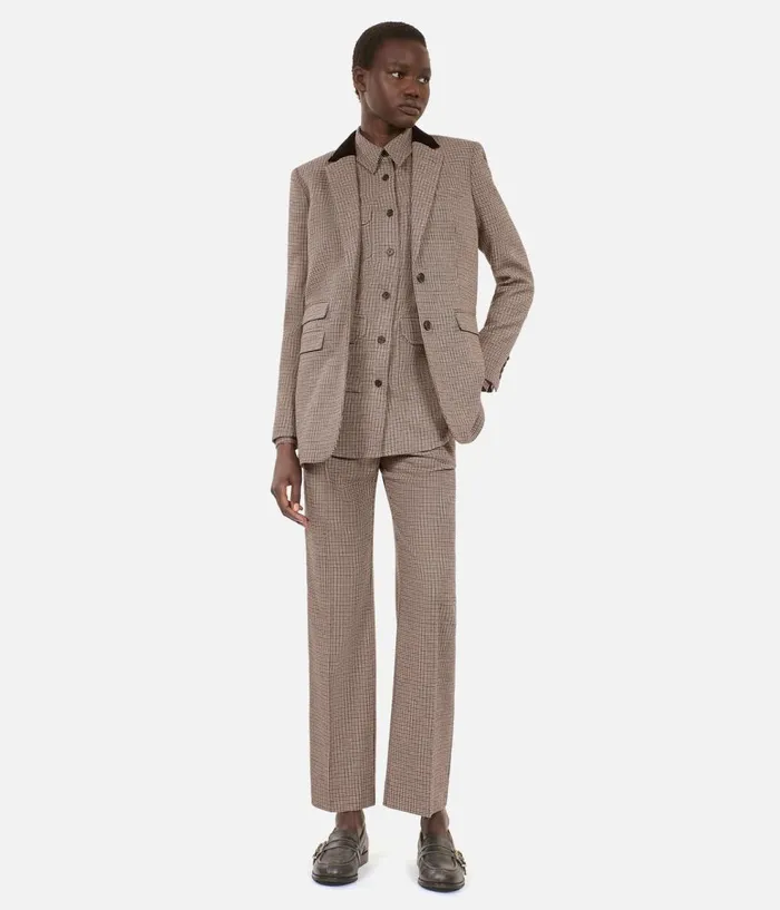 Women Blazers and Suits THE KOOPLES Beige Houndstooth Suit Jacket