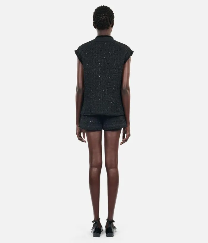 Women Blazers and Suits THE KOOPLES Black Tweed Sleeveless Jacket Women Blazers and Suits THE KOOPLES Black Tweed Sleeveless Jacket