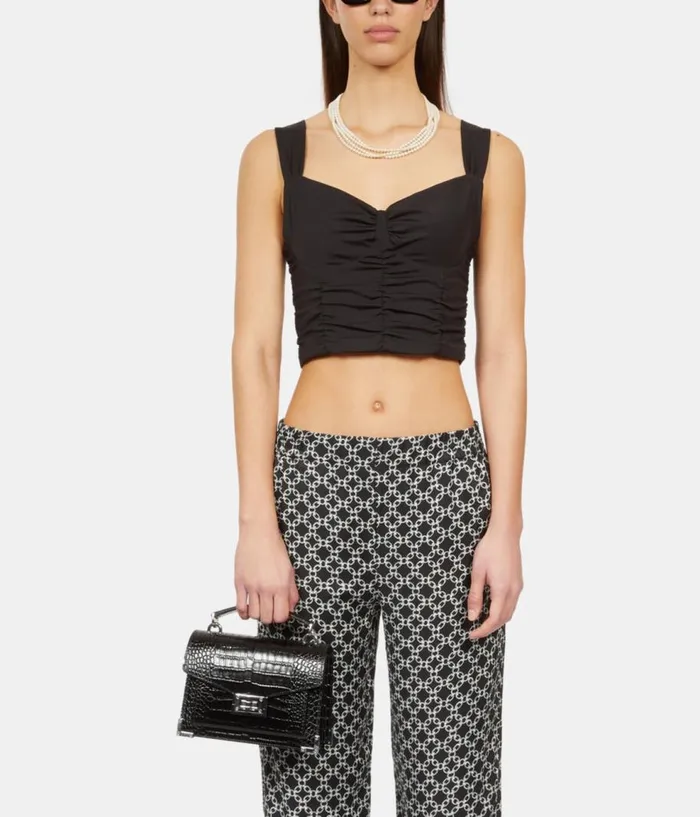 Women Blouses and Shirts THE KOOPLES Short Black Top With Draping Women Blouses and Shirts THE KOOPLES Short Black Top With Draping