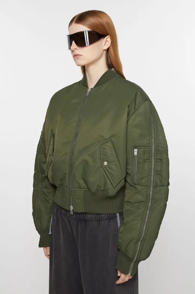 Women Bomber Jacket Hunter Green Acne Studios Outerwear