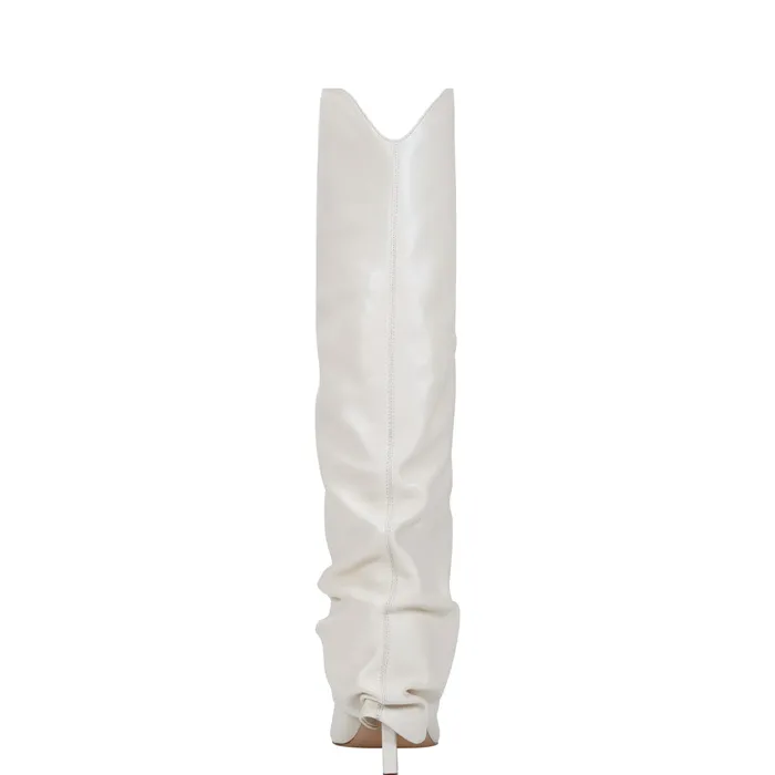 Women Boots Marc Fisher Nairine Foldover Dress Boot White Leather