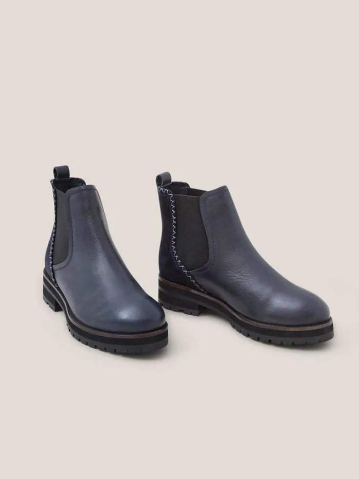 Women BOOTS White Stuff Wide Fit Leather Chelsea Boot Dark Navy