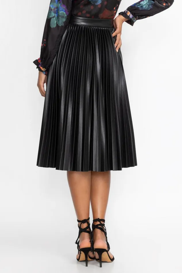 Women Bottoms Johnny Was EMMI VEGAN LEATHER PLEATED SKIRT Black Women Bottoms Johnny Was EMMI VEGAN LEATHER PLEATED SKIRT Black