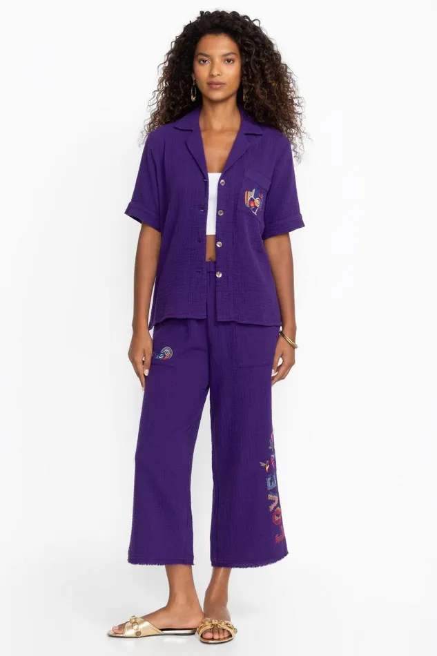 Women Bottoms Johnny Was PULL ON WIDE LEG PANT Violet Indigo