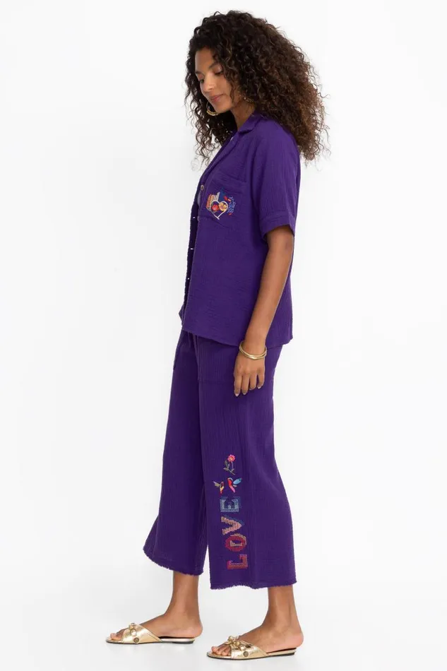 Women Bottoms Johnny Was PULL ON WIDE LEG PANT Violet Indigo Women Bottoms Johnny Was PULL ON WIDE LEG PANT Violet Indigo