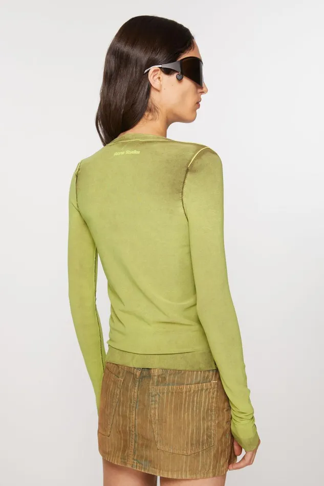 Women Buttonup Cardigan Lime Green Acne Studios Knitwear
