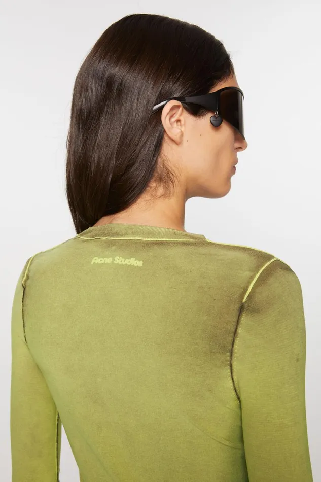 Women Buttonup Cardigan Lime Green Acne Studios Knitwear