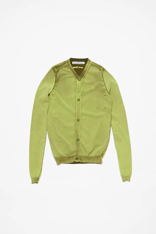 Women Buttonup Cardigan Lime Green Acne Studios Knitwear