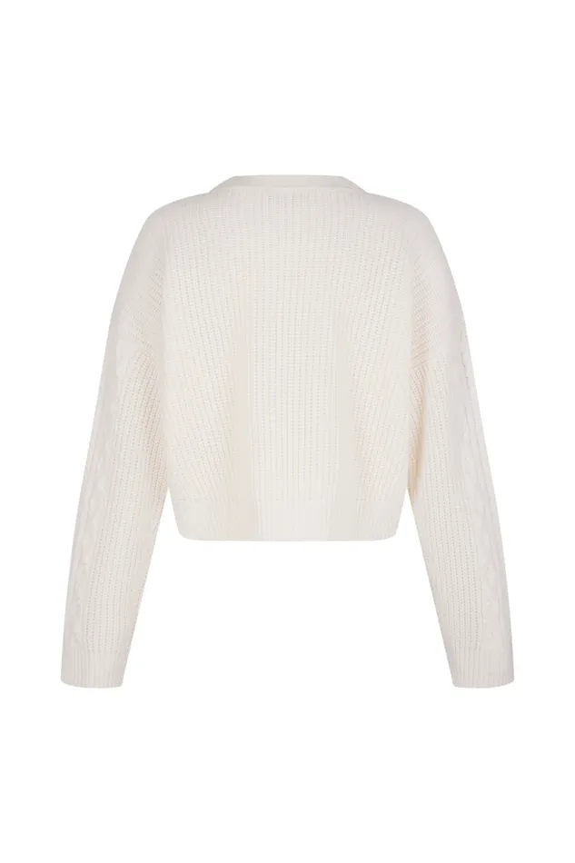 Women Cableknit Woolen Sweater Ecru White Sonia Rykiel Sweaters
