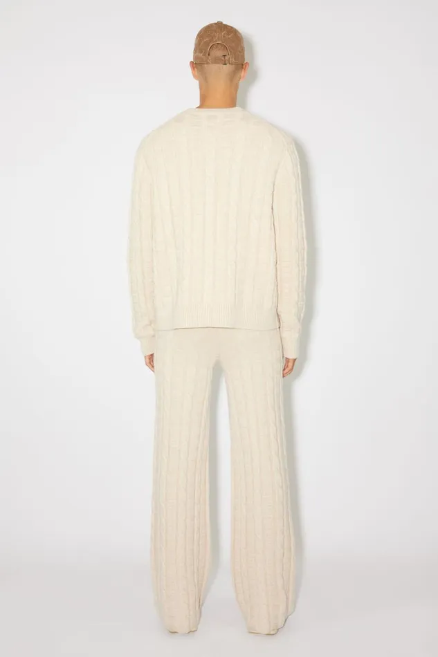 Women Cable Wool Jumper Oatmeal Melange Acne Studios Knitwear