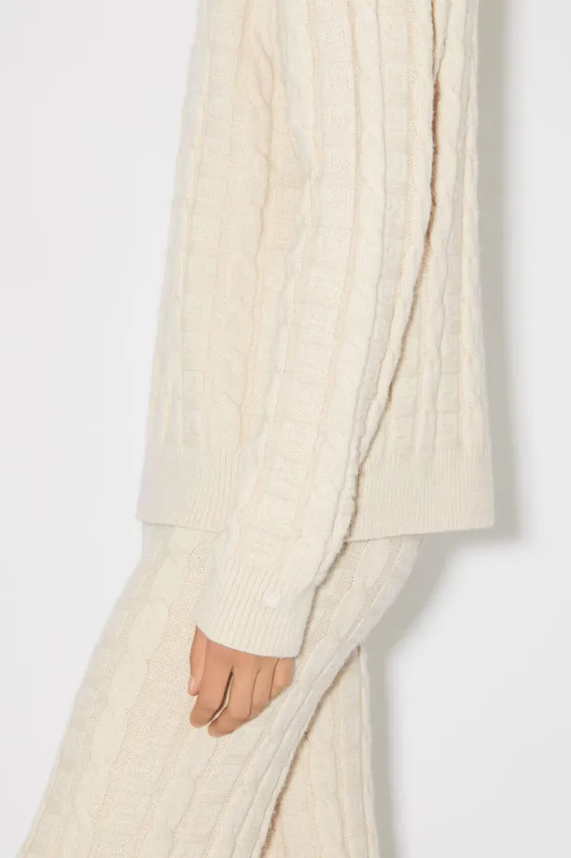 Women Cable Wool Jumper Oatmeal Melange Acne Studios Knitwear