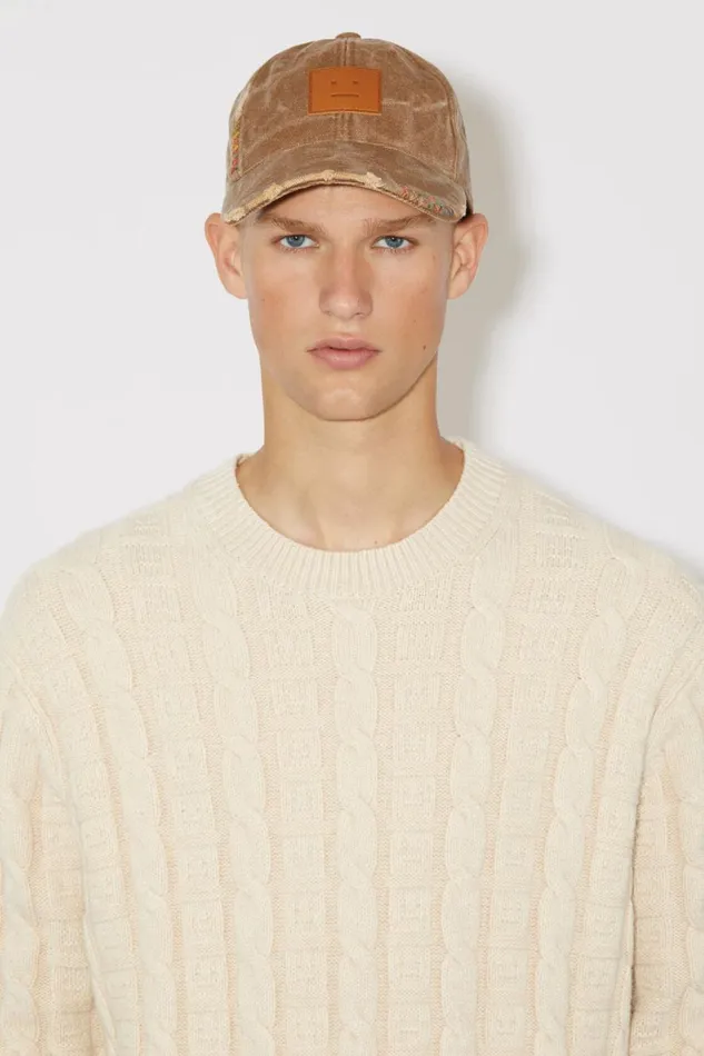 Women Cable Wool Jumper Oatmeal Melange Acne Studios Knitwear