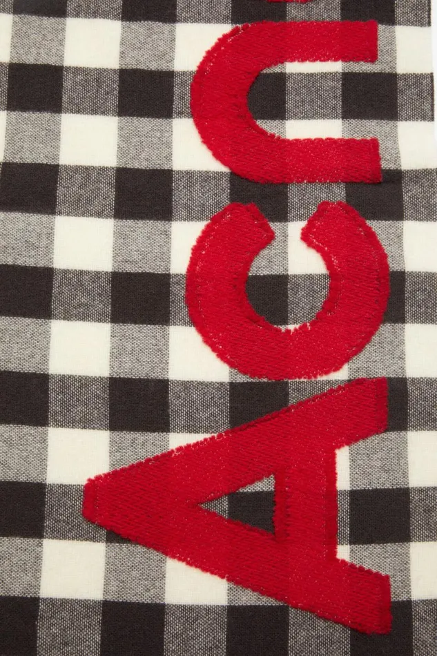 Women Check Logo Scarf Carbon Greyred Acne Studios Scarves