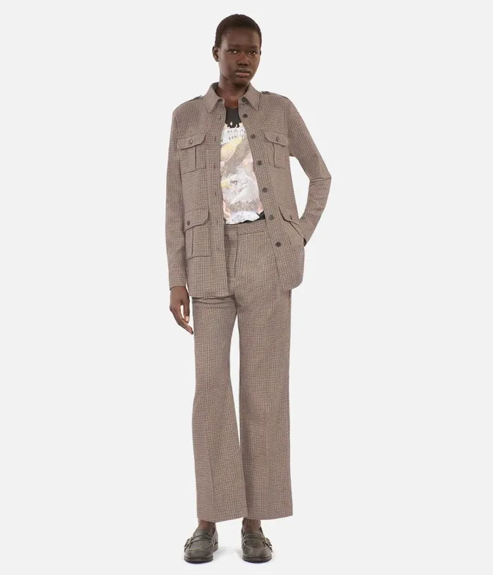 Women Coats and Jackets THE KOOPLES Beige Houndstooth Straightleg Trousers