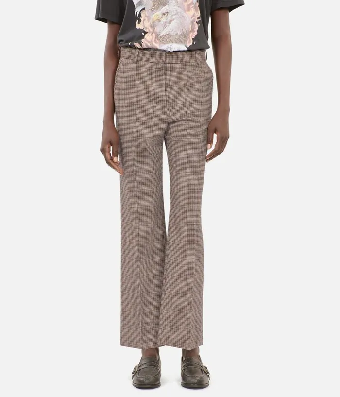 Women Coats and Jackets THE KOOPLES Beige Houndstooth Straightleg Trousers Women Coats and Jackets THE KOOPLES Beige Houndstooth Straightleg Trousers