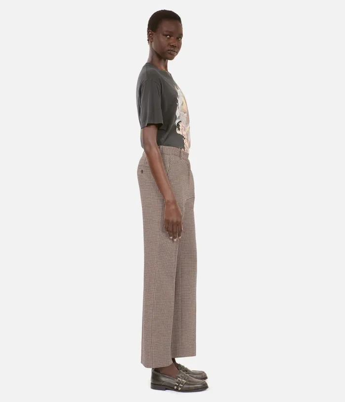 Women Coats and Jackets THE KOOPLES Beige Houndstooth Straightleg Trousers Women Coats and Jackets THE KOOPLES Beige Houndstooth Straightleg Trousers