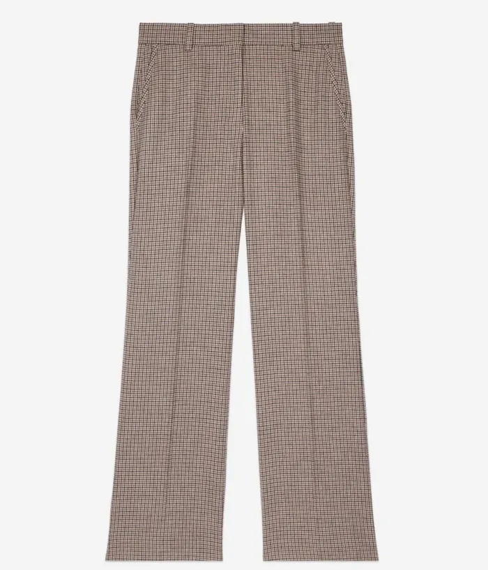 Women Coats and Jackets THE KOOPLES Beige Houndstooth Straightleg Trousers Women Coats and Jackets THE KOOPLES Beige Houndstooth Straightleg Trousers