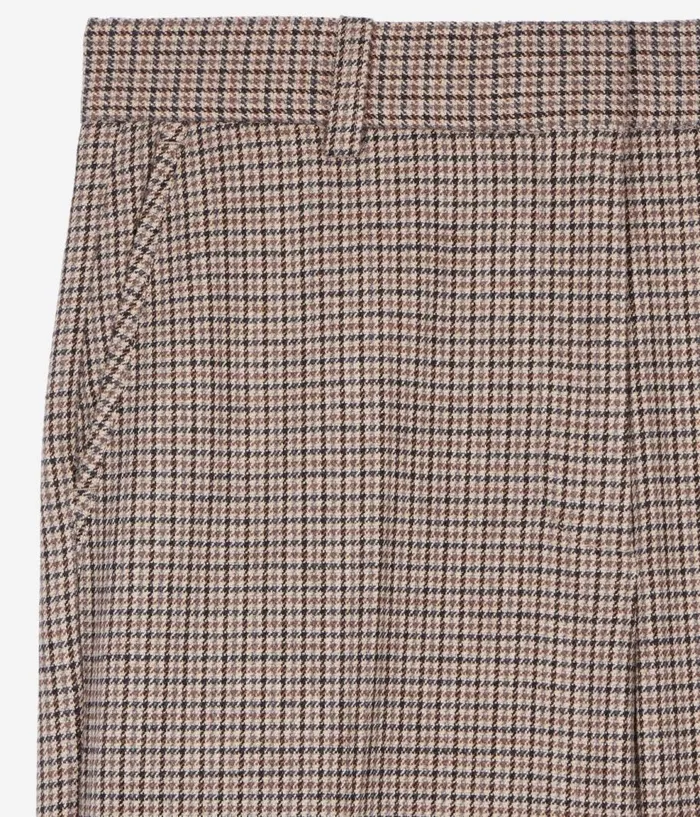 Women Coats and Jackets THE KOOPLES Beige Houndstooth Straightleg Trousers Women Coats and Jackets THE KOOPLES Beige Houndstooth Straightleg Trousers