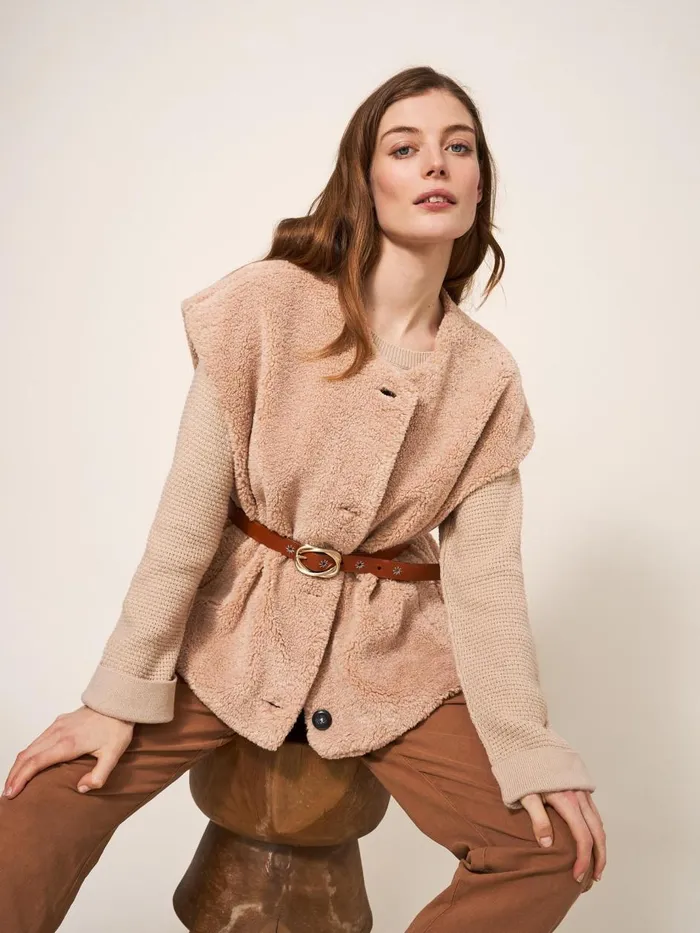 Women COATS and JACKETS White Stuff Borg Gilet Light Natural Women COATS and JACKETS White Stuff Borg Gilet Light Natural