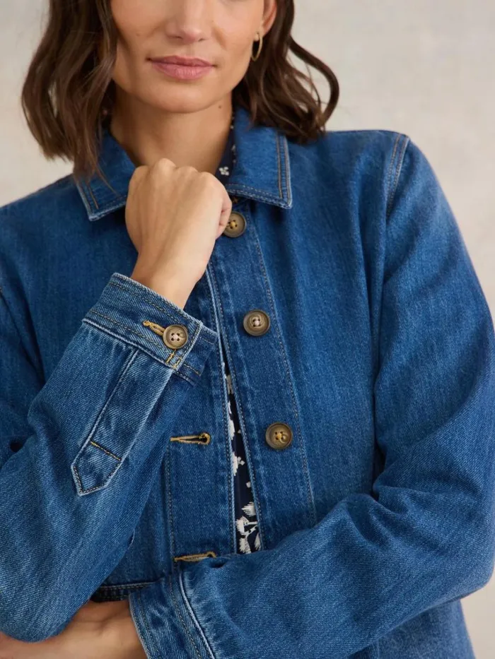 Women COATS and JACKETS White Stuff Carrie Denim Jacket Mid Denim Women COATS and JACKETS White Stuff Carrie Denim Jacket Mid Denim