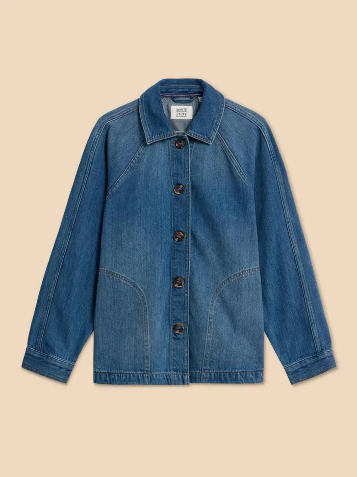 Women COATS and JACKETS White Stuff Eden Denim Relaxed Jacket Mid Denim Women COATS and JACKETS White Stuff Eden Denim Relaxed Jacket Mid Denim