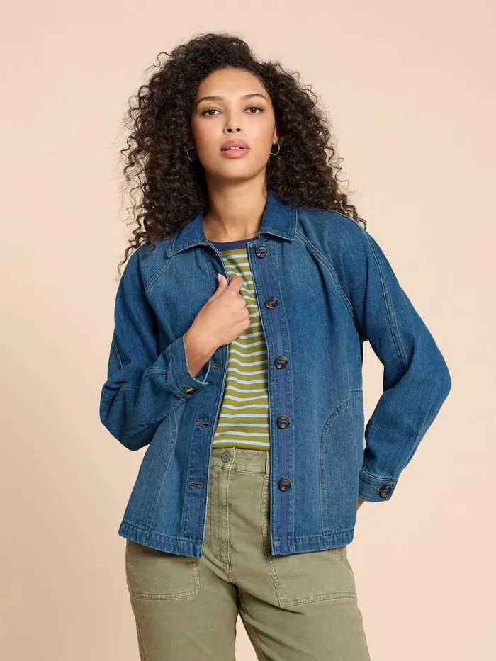 Women COATS and JACKETS White Stuff Eden Denim Relaxed Jacket Mid Denim Women COATS and JACKETS White Stuff Eden Denim Relaxed Jacket Mid Denim